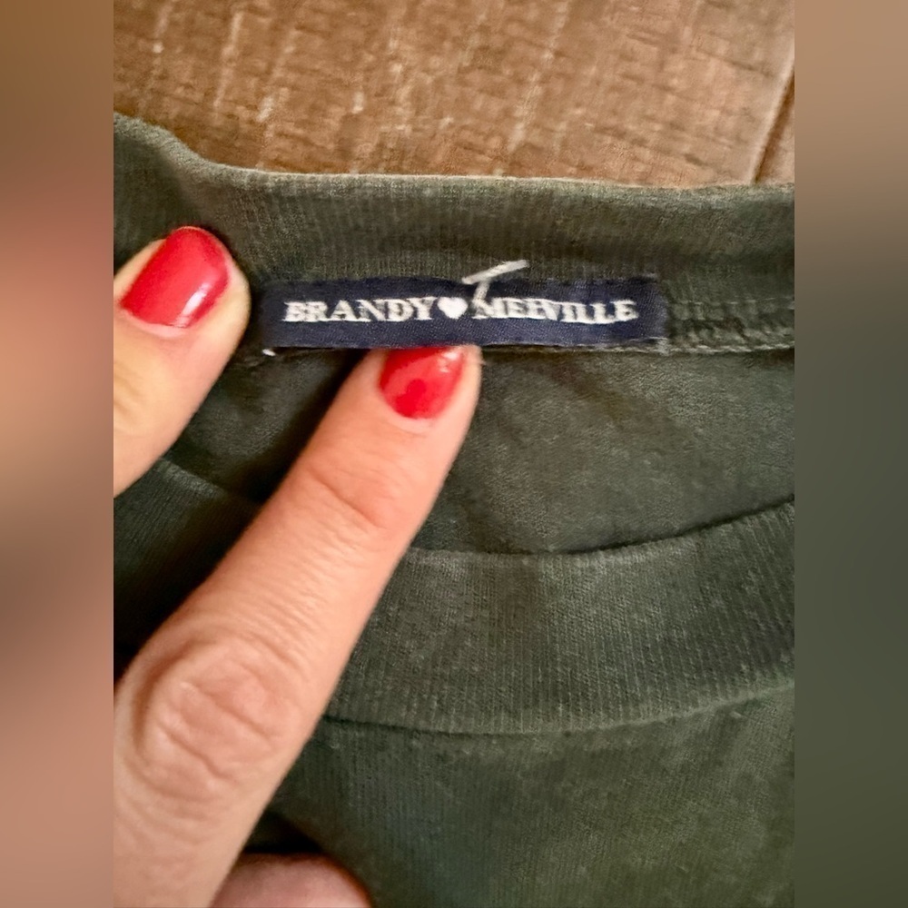 Aspen green Brandy Melville crew neck cropped t shirt - Picture 3 of 5